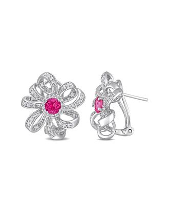 Rina Limor Silver 1.96 Ct. Tw. Gemstone Flower Earrings