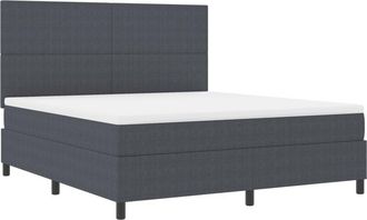 vidaXL Box Spring Bed Manual Dark Grey and White 203 x 180 x 128 cm vidaXL