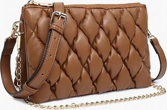 Jen & Co. Womens Izzy Puffer Crossbody Bag In Brown