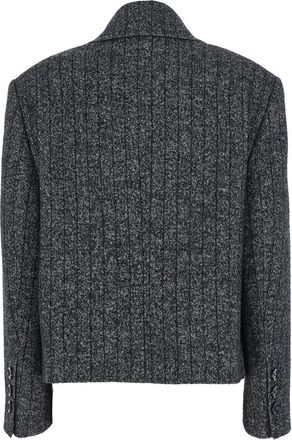 Dolce & Gabbana Womens Grey Double-Breasted Wool Blend Jacket Virgin Blazers
