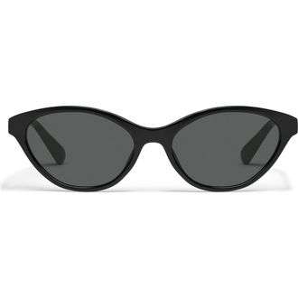 Quay Talk Nice 55mm Cat Eye Sunglasses in Black/Smoke at Nordstrom