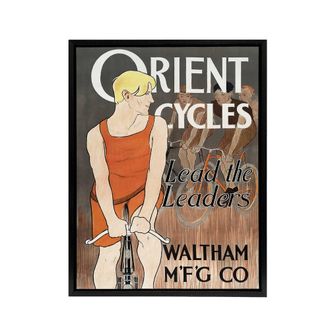 Artery8 Vintage Bicycle Advert Cycles Framed Canvas Wall Art Print Penfield in Orange | Size: W24 x H32