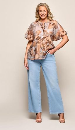 Mart Visser Felia Print Blouse Lichtblauw / Zand Maxi