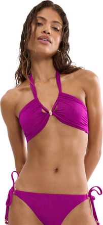 Triumph Bandeau-Bikini-Top TRIUMPH Summer Sunset Bandeau, Damen, Gr. 36, Cup D, raspberry juice, Glitzergarne;Microfaser, Obermaterial: 70% Polyamid, 16% meta