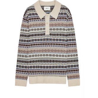 Nn.07 Robbie 60004 Fair Isle Polo Sweater in Ivory Multi at Nordstrom Rack, Size Medium