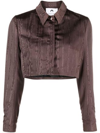 Marine Serre Regenerated moire tailored jacket - women - Cotton/Recycled Polyester/Polyester - 34 - Brown