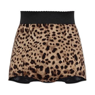Dolce & Gabbana Short Shorts, female, Beige, Size: 2XS Animal Print Shorts