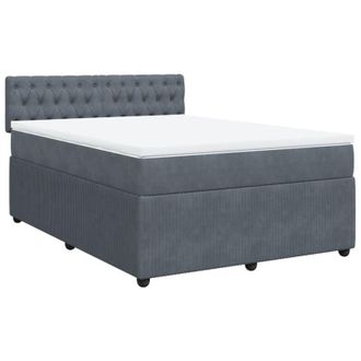 vidaXL Cama Box Spring Con Colch&oacute;n Terciopelo Gris Oscuro 140x200 Cm Vidaxl