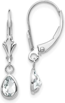 Diamond2Deal 14k White Gold 6x4mm White Topaz/April Earrings