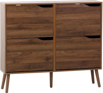 Sweeek Zapatero efecto madera estilo vintage, 4 cajones, nogal