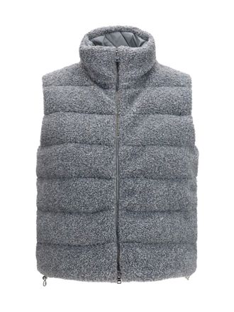 Herno Womens Padded Vest Shearling Front Pearl Grey Outer: Polyester Blazers Jacket
