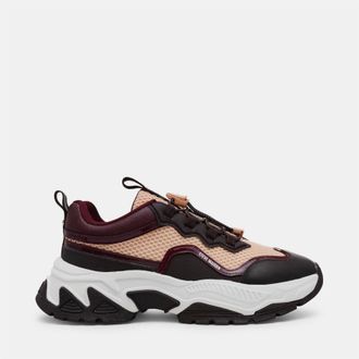 Steve Madden Womens Android Textured Lace Up Road Shoes in Brn/Wne - Brown - Size UK 9