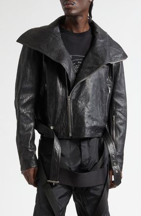 Rick Owens Leather Dracubiker Jacket in Black at Nordstrom