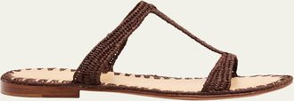 Carrie Forbes Tume Raffia T-Strap Slide Sandals