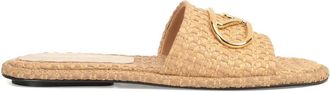 Sergio Rossi open-toe flat sandals - women - Viscose/Viscose/Cotton/Cotton/Kid Leather/Calf Leather/Rubber - 39.5 - Neutrals
