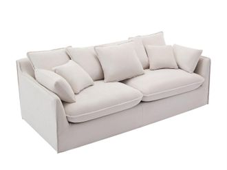 Vente-Unique Sof&aacute; de 3 plazas de tela beige CABORNI