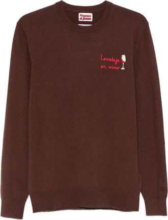 MC2 Saint Barth Heron embroidery crew-neck sweater - men - Wool/Cashmere/Viscose/Polyamide - L - Brown