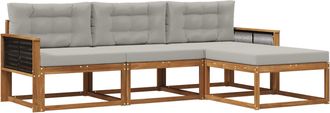 vidaXL Conjunto De Sof&aacute;s De Exterior 4 Uds. Natural Y Gris Claro Vidaxl