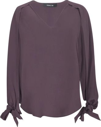 Federica Tosi Tie-Cuff V-Neck Blouse - Dames - Blouses - Paars - S - Overhemden