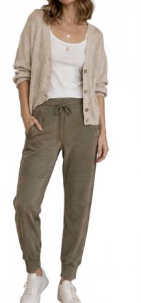 Raffaello Rossi Pre-Loved Womens Candace Vegan Suede Jogger Pant In Olive