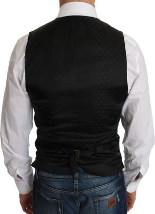 Dolce & Gabbana Black Wool Dress Mens Waistcoat