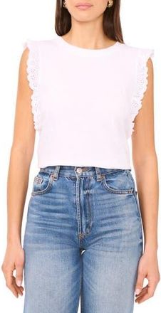Vince Camuto Ruffle Eyelet Tank Top in Ultra White at Nordstrom Rack, Size X-Large