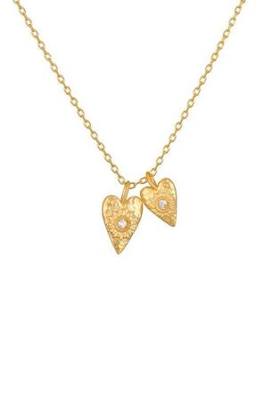 Satya Jewelry Sacred Connection White Topaz Lotus Heart Necklace in Gold at Nordstrom