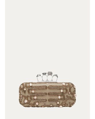 Alexander McQueen Long Embroidered Knuckle Clutch Bag