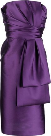 Alberta Ferretti bow-detail asymmetric midi dress - women - Polyester/Silk/Polyamide/Elastane/Cupro/Acetate - 42 - Purple
