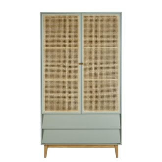 Maisons du monde Armario de 2 puertas con rejilla de rat&aacute;n y 2 cajones