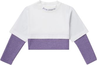 Palm Angels Lurex layered T-shirt - kids - Cotton - 6 yrs - White