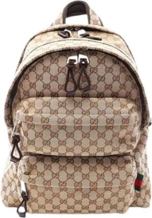 Gucci Pre-owned Vintage Rugzak - Heren - Vintage Rugzakken - Beige - ONE Size - Leer - Vintage