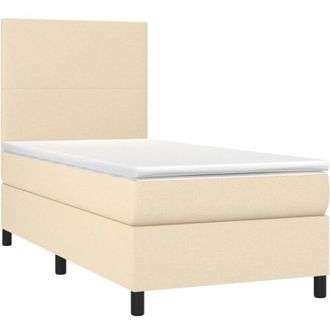 vidaXL Cama Box Spring Con Colch&oacute;n Tela Color Crema 80x200 Cm Vidaxl