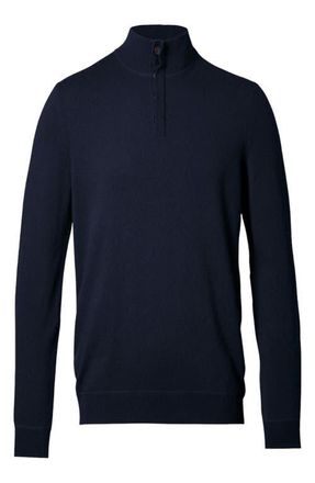 CHARLES TYRWHITT Merino/Cashmere Button Neck in Navy at Nordstrom, Size Xx-Large
