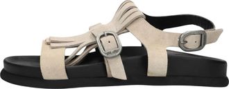 Shabbies Amsterdam Inga Fringes Sandal - Dames - Sandalen - Beige - 41 EU - Leer - Schoenen