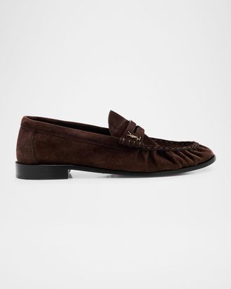 Saint Laurent Men & apos;s Suede Cassandre Penny Loafers