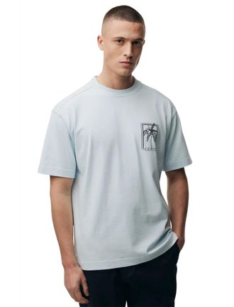 Genti lichtblauw t-shirt met ronde hals wijde fit