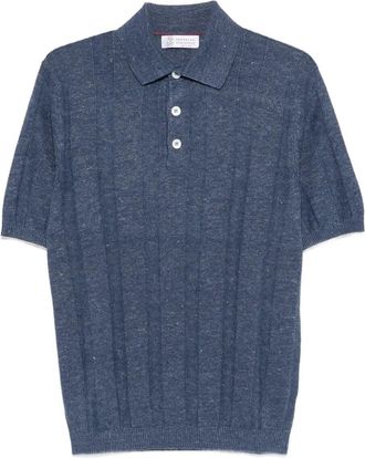 Brunello Cucinelli Linen And Cotton Wide Rib Knit Polo