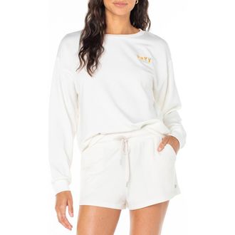 Roxy Surfing by Moonlight Embroidered Graphic Sweatshirt in Egret at Nordstrom Rack, Size X-Small