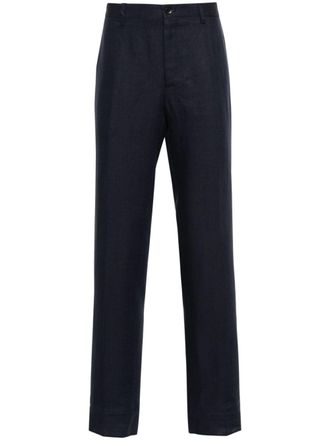 Etro pressed-crease linen trousers - Blue