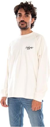 Carhartt Work in Progress T-shirt girocollo in costina L/S Signature - - Tops - Uomo - Bianco - M