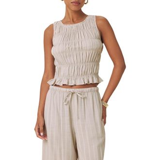 Splendid Bianca Smocked Crop Tank in Fawn/White at Nordstrom, Size X-Small