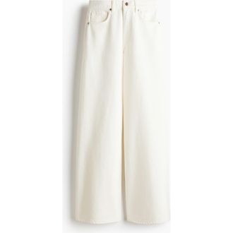 H&M Wide High Waist Jeans in White at Nordstrom, Size 12