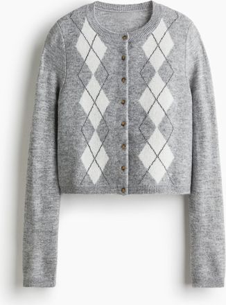 H&M Cardigan in Jacquardstrick - Grau