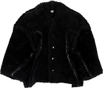 Rick Owens Legaspi cropped jasje van zwart schapenvacht