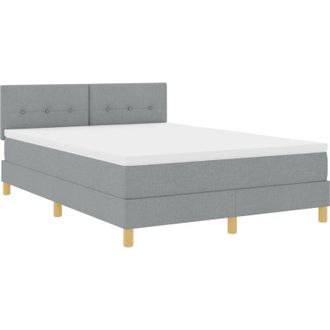 vidaXL Box Spring Bed with Mattress Light Grey 140 x 200 cm Fabric vidaXL