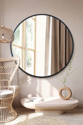 MirrorOutlet Black Edged Circular Modern Wall Mirror 47 (120CM) Diameter | Size: 1 Pack