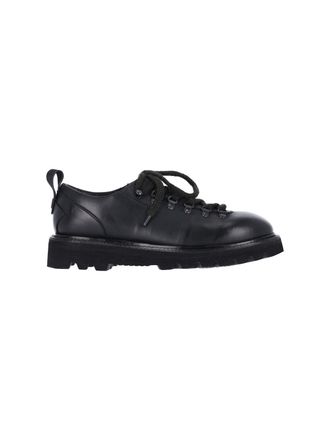 Premiata Black Leather Lace-Up Rubber-Sole Derby