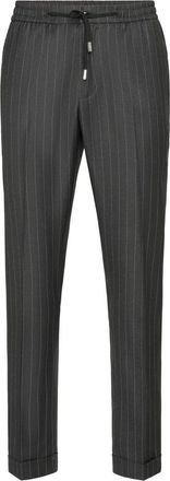 Philipp Plein Wollen joggingbroek met krijtstreep - Heren - Chinos - Grijs - XL - Wol - Broeken