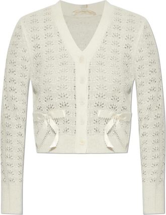 LoveShackFancy Lilly Cardigan - Dames - Vesten - Beige - M - Wol - Truien & Vesten